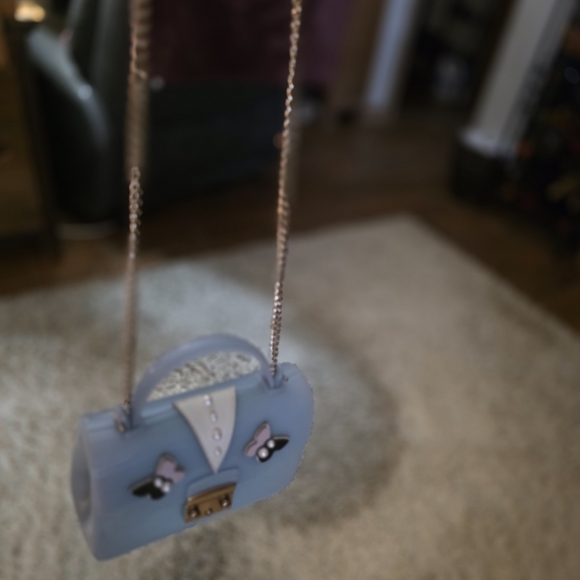 Furla Blue Mini Jelly Top-Handle Bag with Pearl Butterfly Detail - Picture 9 of 16